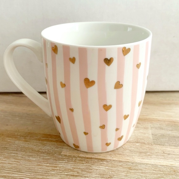 COCO+ LOLA Other - Add on item $5 Coco + Lola Pink White Stripe Gold Heart Mug Valentines Day